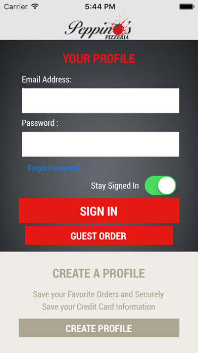 Emulate iPhone app Peppino’s Pizzeria using MyAndroid