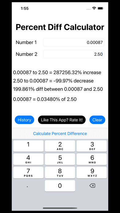 Emulate iPhone app PercentDiff Calculator History using MyAndroid Emulate iPhone app PercentDiff Calculator History using MyAndroid