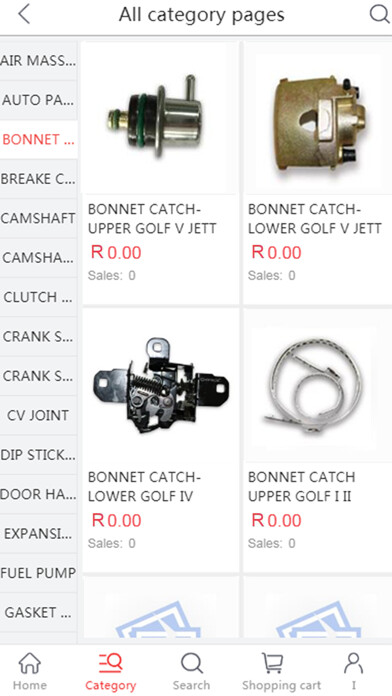 Emulate iPhone app PEREDE AUTO PARTS ONLINE SHOP using MyAndroid