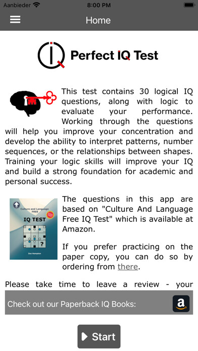 Emulate iPhone app Perfect IQ Test Pro using MyAndroid