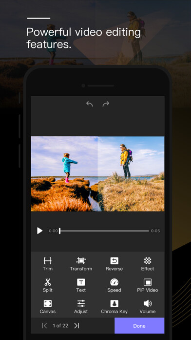Emulate iPhone app Perfect Video Editor, Collage using MyAndroid