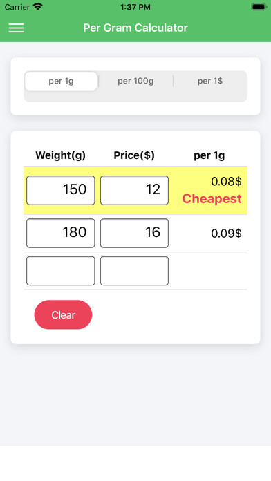 Emulate iPhone app Per Gram Calculator using MyAndroid Emulate iPhone app Per Gram Calculator using MyAndroid