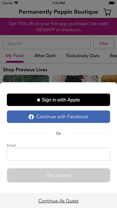 Emulate iPhone app Permanently Poppin Boutique using MyAndroid