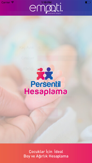 Emulate iPhone app Persentil Hesaplama (0-3Yaş) using MyAndroid
