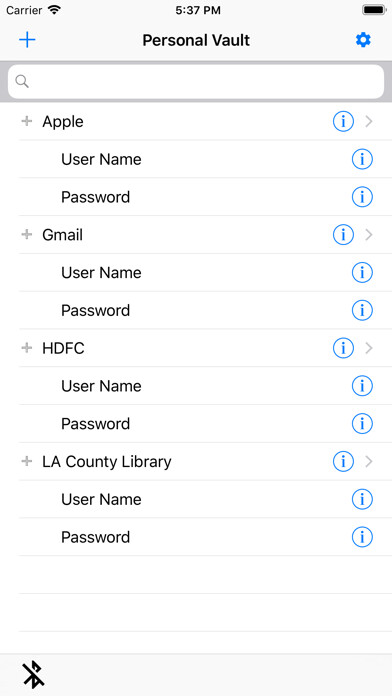 Emulate iPhone app Personal Vault using MyAndroid