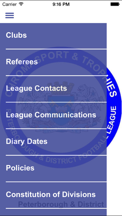 Emulate iPhone app Peterborough & District Football League using MyAndroid