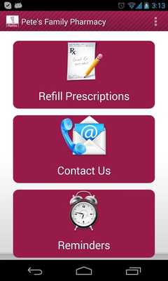 Emulate Android APK Petes Family Pharmacy