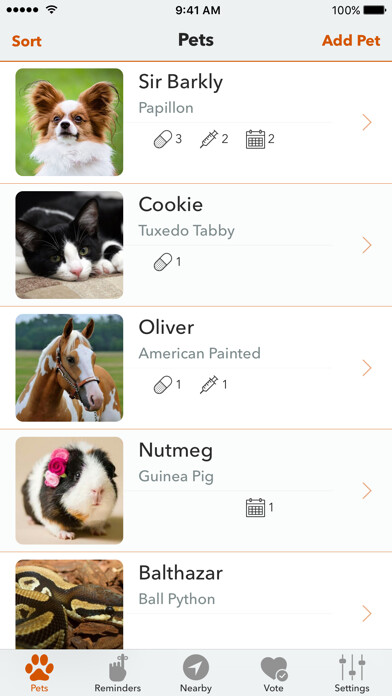 Emulate iPhone app PetFetch - Pet Organizer using MyAndroid