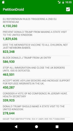 Run android online APK PetitionDroid GOV.UK Petitions from MyAndroid or emulate PetitionDroid GOV.UK Petitions using MyAndroid