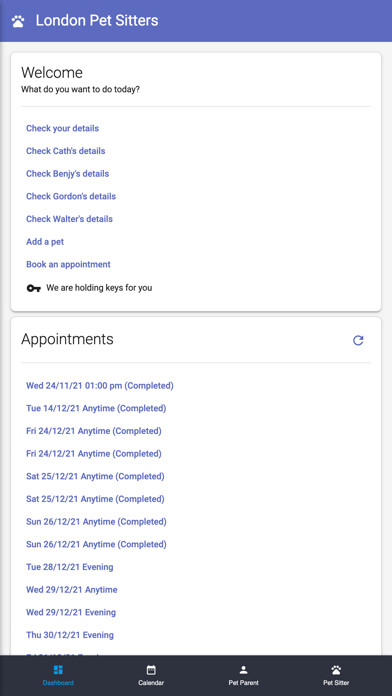 Emulate iPhone app Pet Owner Dashboard using MyAndroid