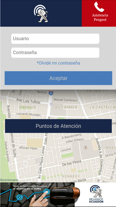 Emulate iPhone app Peugeot Ecuador using MyAndroid
