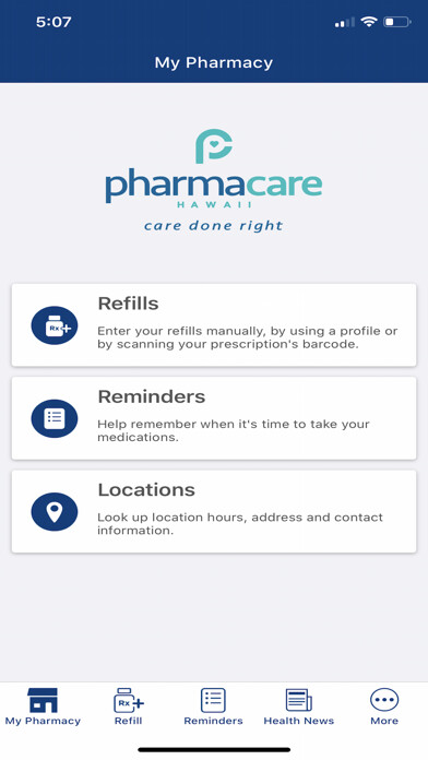 Emulate iPhone app Pharmacare Hawaii using MyAndroid