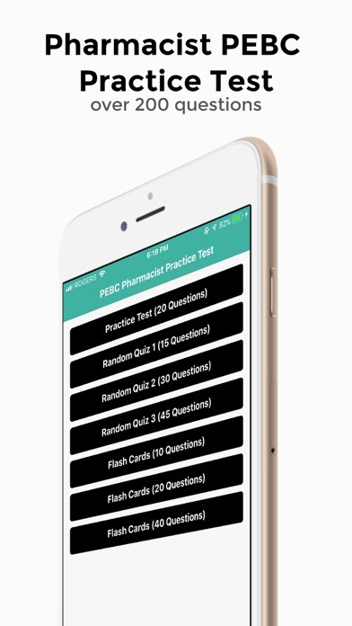 Emulate iPhone app Pharmacist PEBC Practice Test using MyAndroid