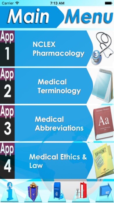 Emulate iPhone app Pharmacology for NCLEX 8000 Qz using MyAndroid