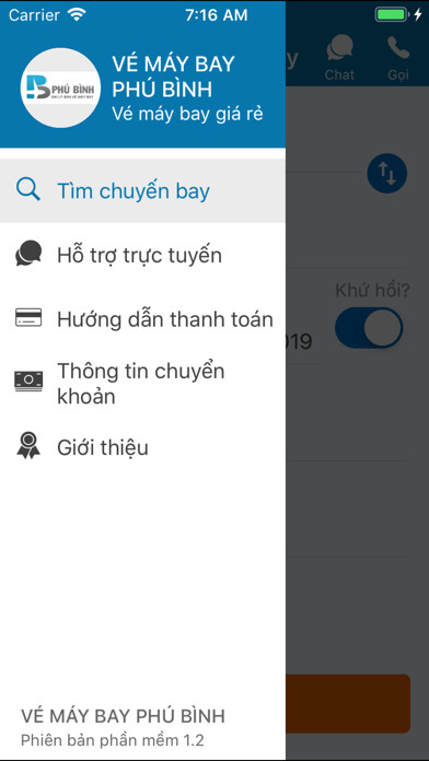 Emulate iPhone app Phú Bình - Vé máy bay giá rẻ using MyAndroid Emulate iPhone app Phú Bình - Vé máy bay giá rẻ using MyAndroid
