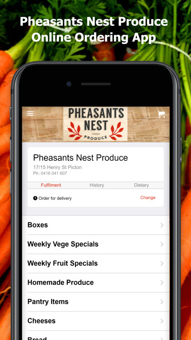 Emulate iPhone app Pheasants Nest Produce using MyAndroid