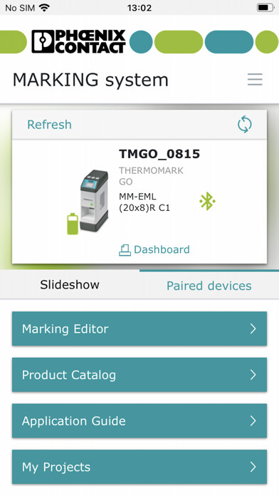 Emulate iPhone app PHOENIX CONTACT MARKING system using MyAndroid