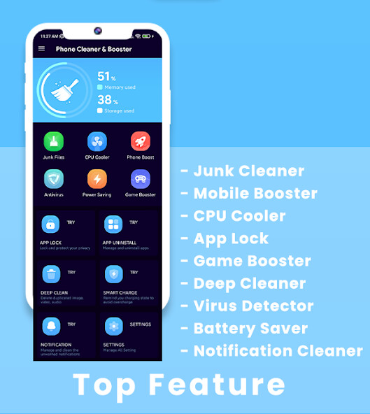 Run android online APK Phone Cleaner  Phone Booster from MyAndroid or emulate Phone Cleaner  Phone Booster using MyAndroid