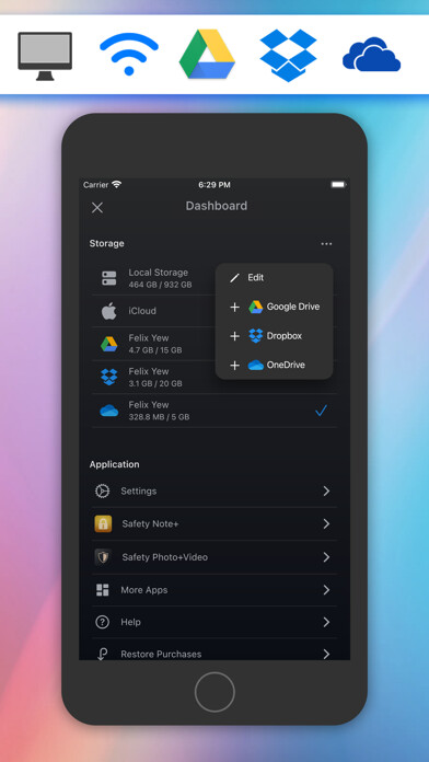 Emulate iPhone app Phone Drive Lite: File Manager using MyAndroid