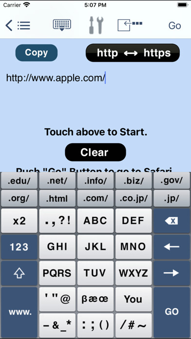 Emulate iPhone app Phone Pad URL Keyboard using MyAndroid