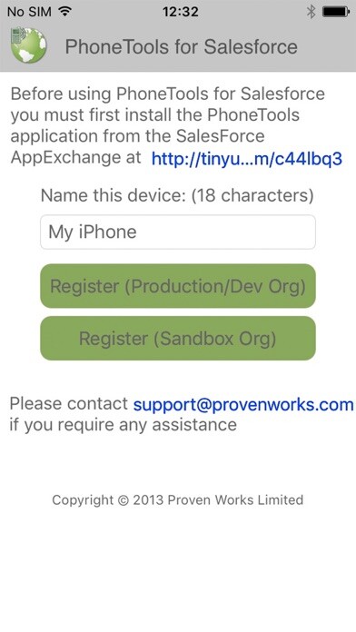 Emulate iPhone app PhoneTools for Salesforce using MyAndroid
