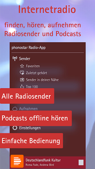 Run android online APK phonostar Radio-App,  Recorder und Podcasts from MyAndroid or emulate phonostar Radio-App,  Recorder und Podcasts using MyAndroid