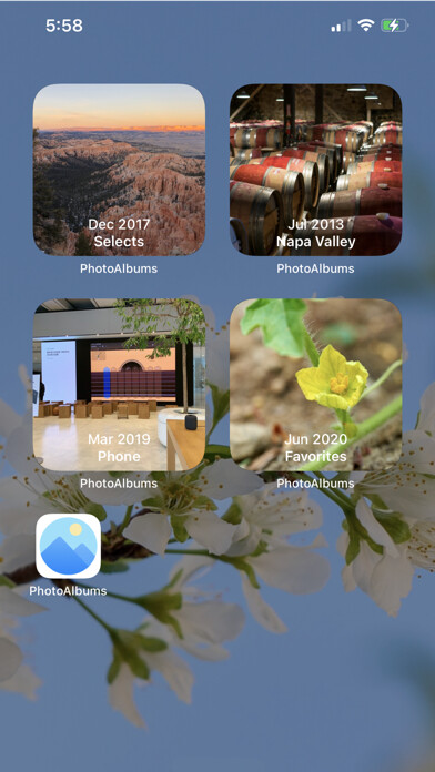 Emulate iPhone app Photo Albums and Widget using MyAndroid