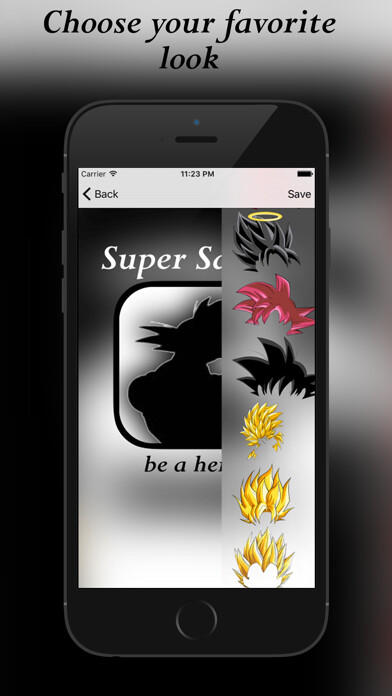 Emulate iPhone app Photoeditor for Super Saiyan: Be a hero using MyAndroid