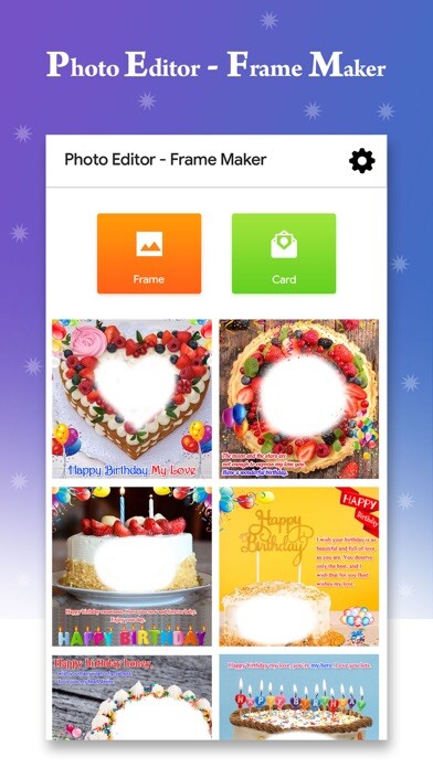 Emulate iPhone app Photo Editor:Frame-Card Maker using MyAndroid