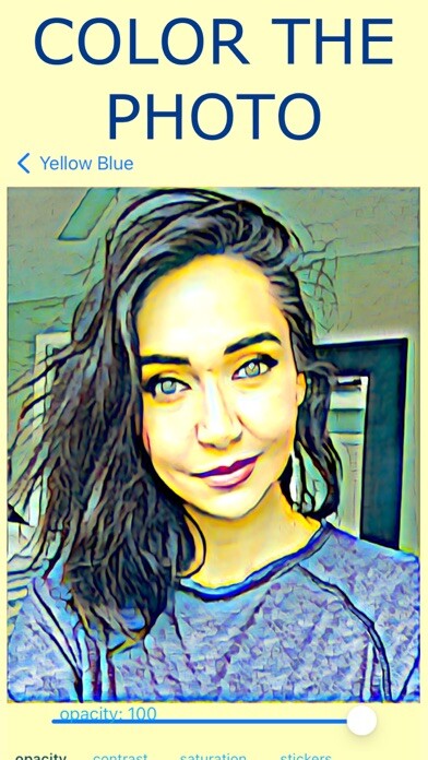 Emulate iPhone app Photo editor yellow blue using MyAndroid