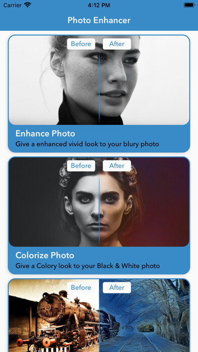Emulate iPhone app Photo Enhancer: Face Enhancer using MyAndroid