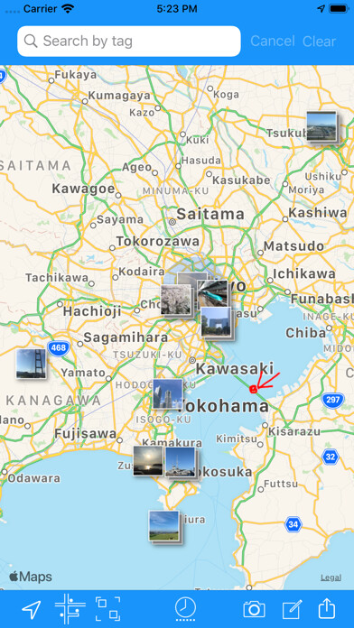 Emulate iPhone app Photo Map Memo using MyAndroid