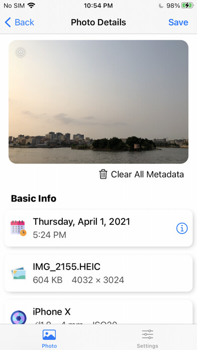 Emulate iPhone app Photo Metadata: Exif Viewer ◉ using MyAndroid