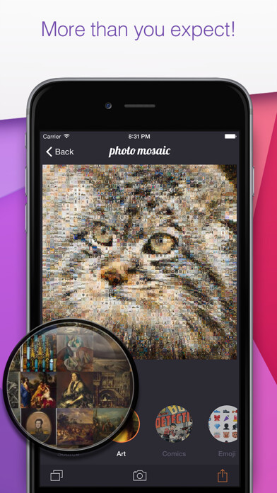 Emulate iPhone app Photo Mosaic - touch and turn your selfie into a masterpiece and create amazing mosaics using MyAndroid Emulate iPhone app Photo Mosaic - touch and turn your selfie into a masterpiece and create amazing mosaics using MyAndroid