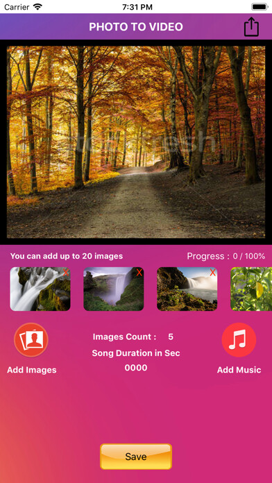 Emulate iPhone app PhotoSlide - Photo to Video using MyAndroid