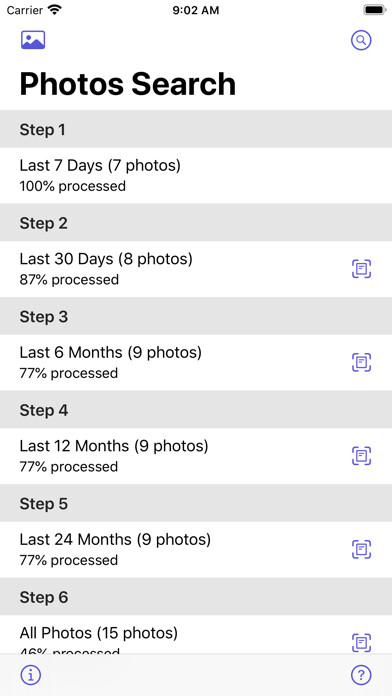 Emulate iPhone app Photos Search using MyAndroid
