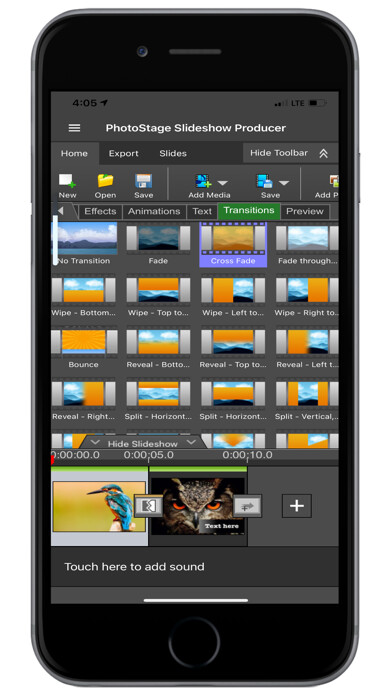 Emulate iPhone app PhotoStage Slideshow Maker using MyAndroid