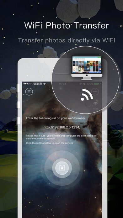 Emulate iPhone app Photo Transfer Pro - share it wifi backup vault using MyAndroid