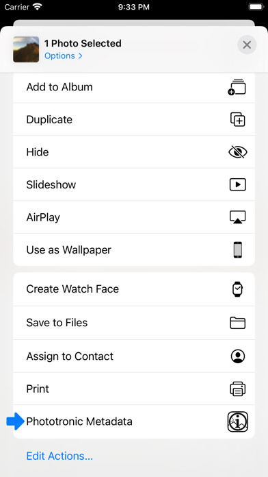Emulate iPhone app Phototronic Metadata using MyAndroid