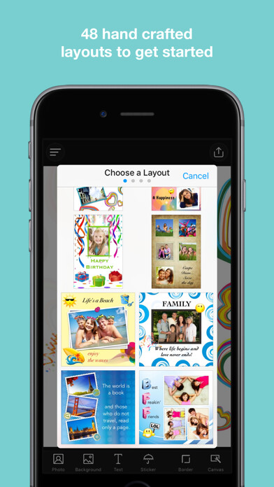 Emulate iPhone app Photo Wall Pro - Collage App using MyAndroid