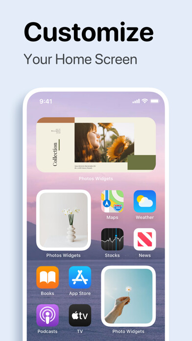 Emulate iPhone app Photo Widgets: on Home Screen using MyAndroid