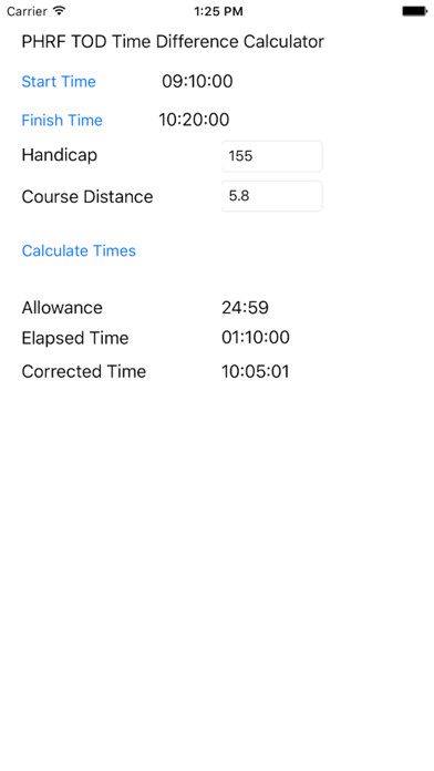 Emulate iPhone app PHRF TOD Calculator using MyAndroid Emulate iPhone app PHRF TOD Calculator using MyAndroid