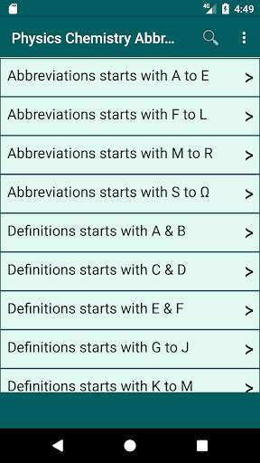 Emulate Android APK Physics, Chemistry Abr  Defs
