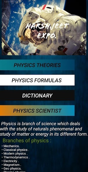 Run android online APK Physics e theories and formula from MyAndroid or emulate Physics e theories and formula using MyAndroid