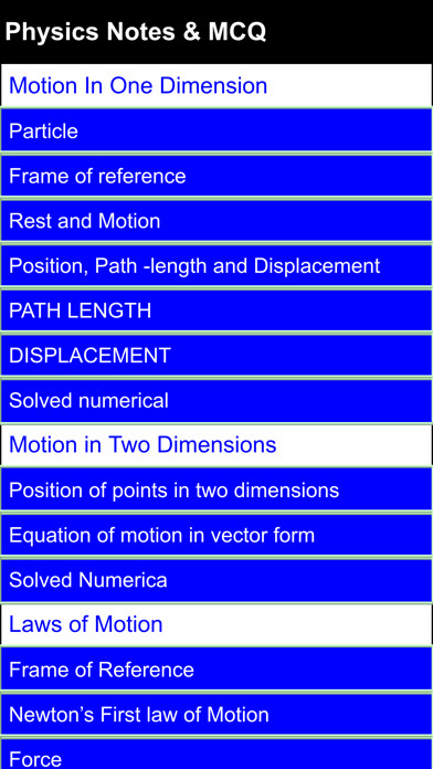 Emulate iPhone app Physics Notes MCQ using MyAndroid