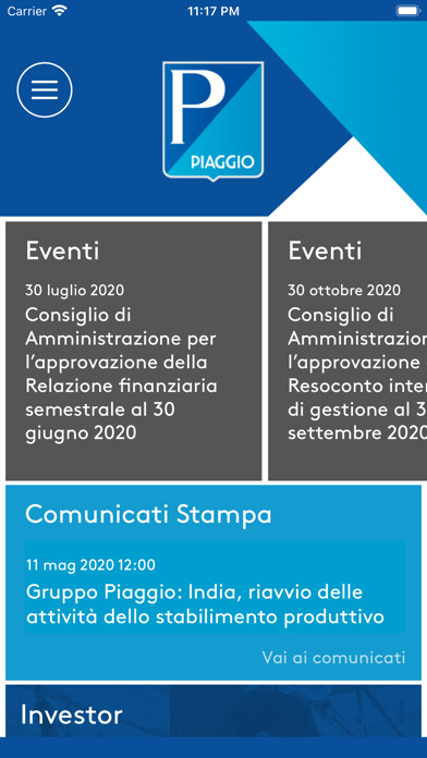 Emulate iPhone app Piaggio Group Corporate App using MyAndroid