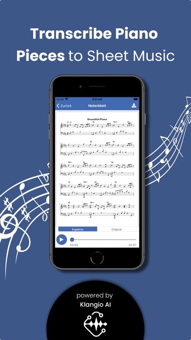 Emulate iPhone app Piano2Notes using MyAndroid