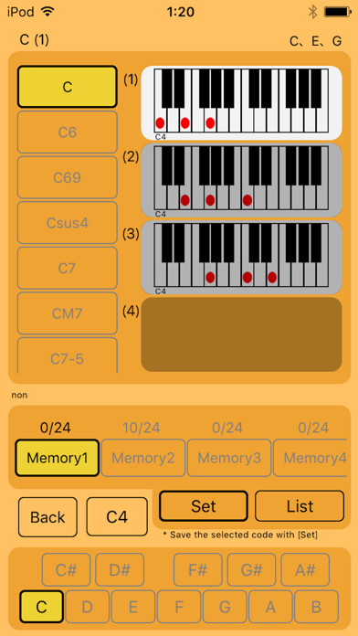 Emulate iPhone app Piano Chord Scales for compose using MyAndroid Emulate iPhone app Piano Chord Scales for compose using MyAndroid