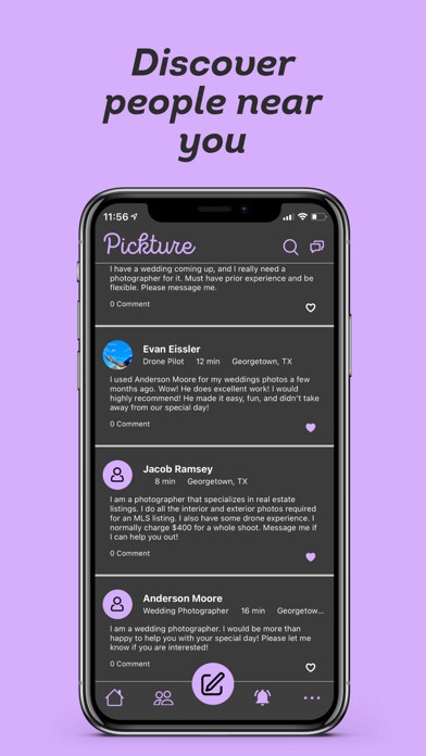 Emulate iPhone app Pickture - Find a photographer using MyAndroid