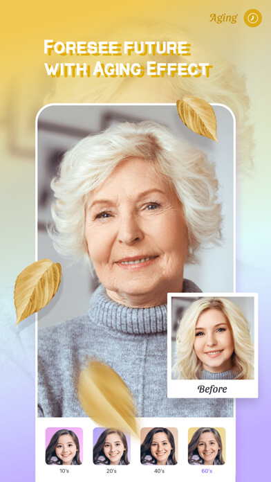 Emulate iPhone app PicsFun - Face Aging Editor using MyAndroid